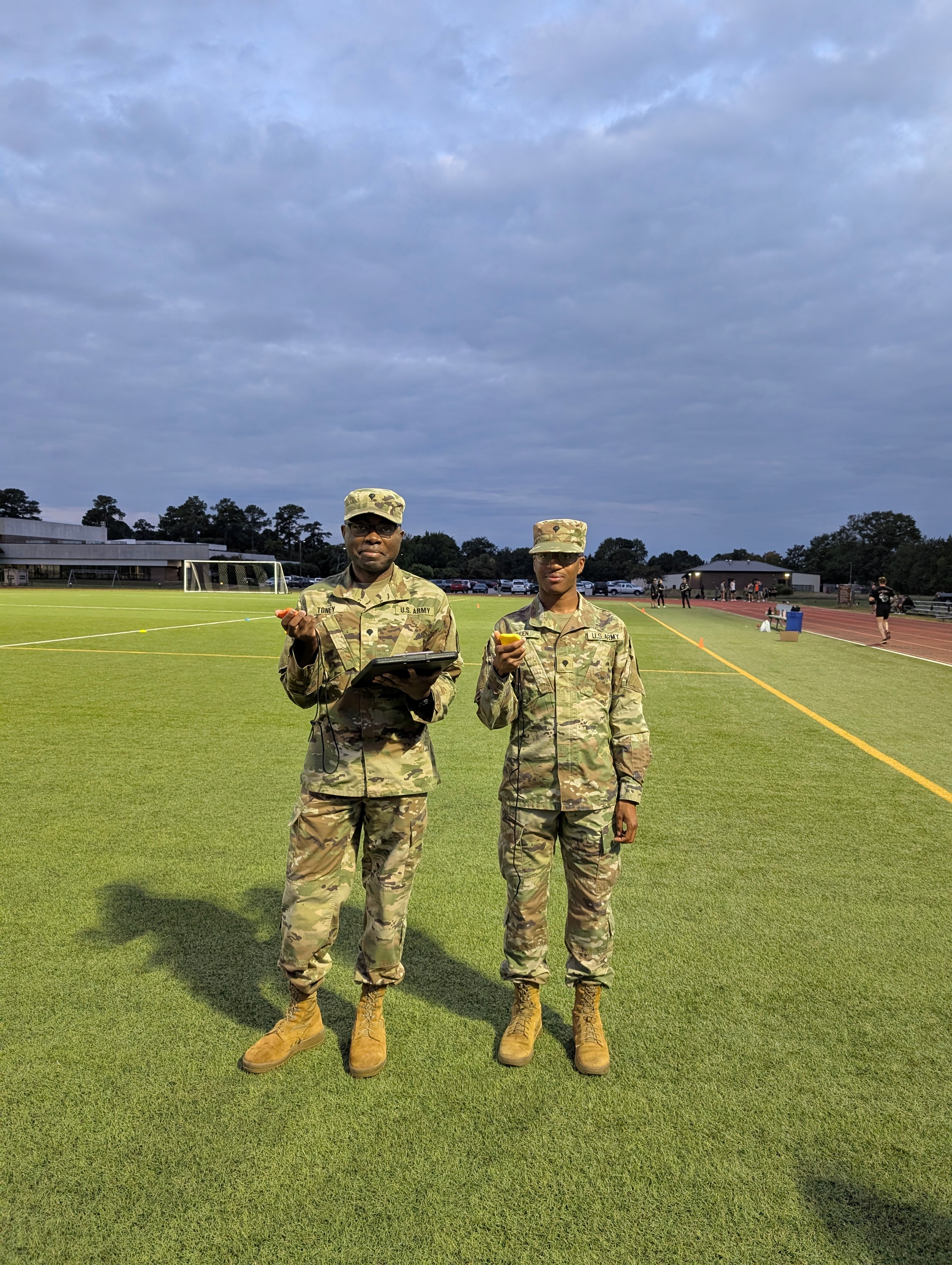 From left to right: SPC Toney and SPC Green keeping time for the EPFA Photo Credit: 1SG Montenegro